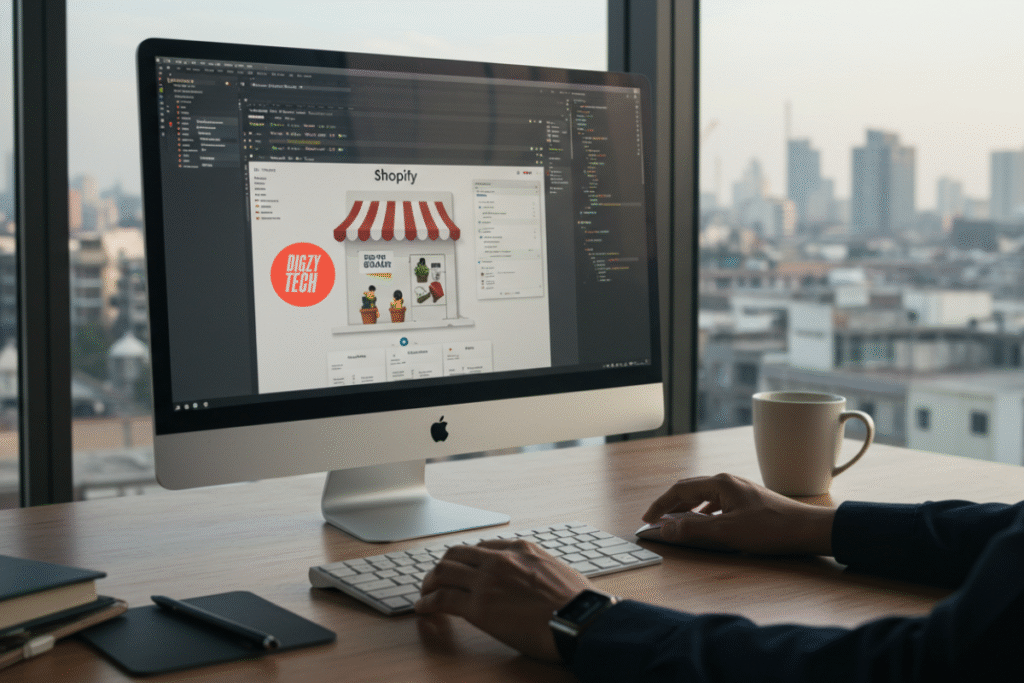Shopify developer customizing online store for Lahore-based business using Digzy Tech services