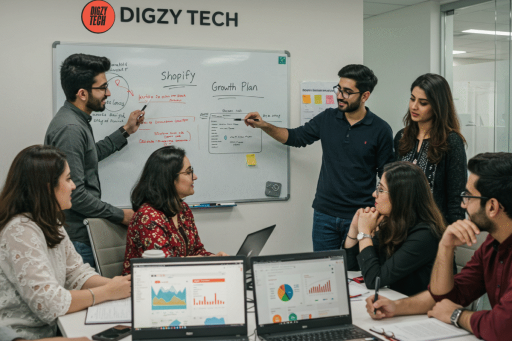 Shopify developer customizing online store for Lahore-based business using Digzy Tech services