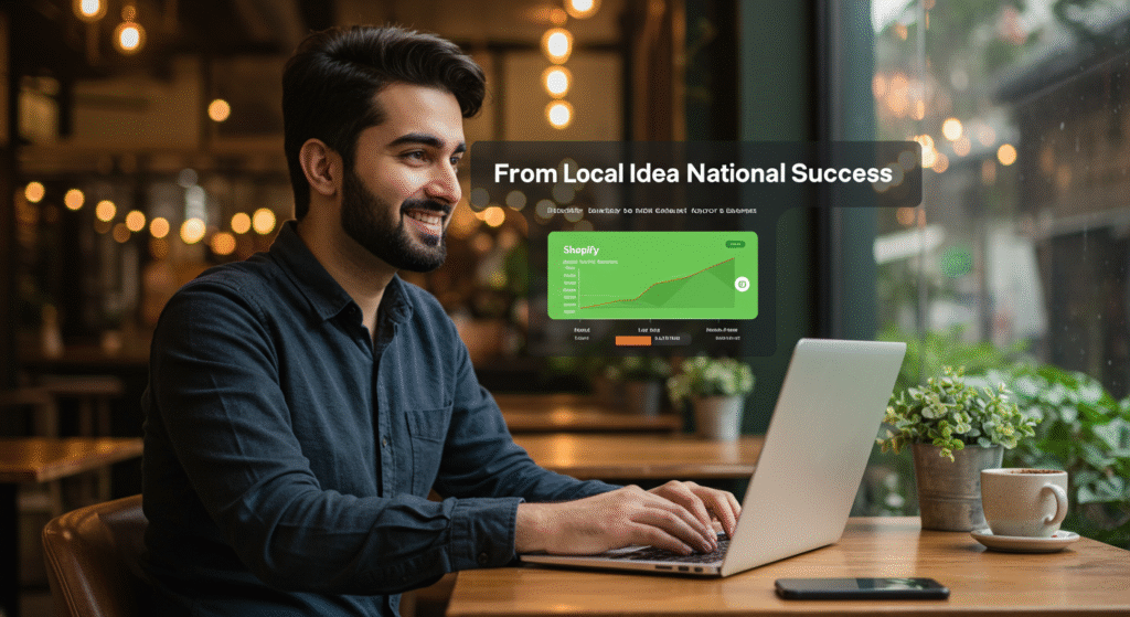 Pakistani startup owner monitoring Shopify store performance from a Lahore workspace