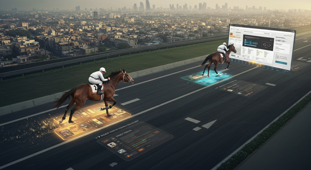Creative concept showing competition between web development clients and late adopters in Pakistan